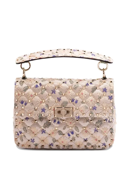 Женская сумка Valentino Rockstud Spike, бежевая