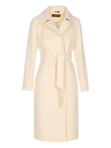 Женское двубортное пальто Max Mara Bcollag с поясом, белое