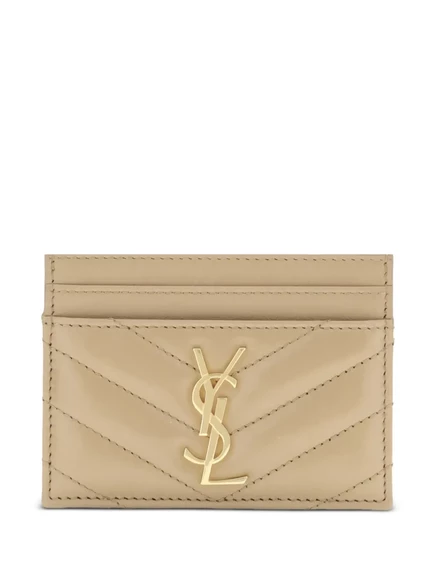 Стеганая визитница с логотипом Saint Laurent neutrals