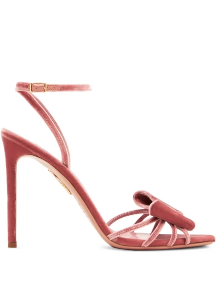 Женские босоножки Aquazzura 105 мм с бантом, розовые