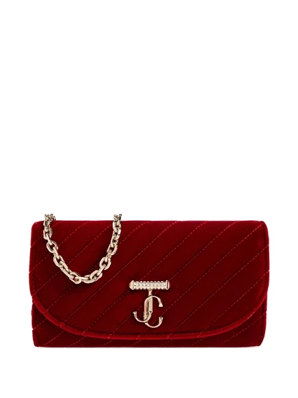 Женский клатч Jimmy Choo бархатный с логотипом, красный