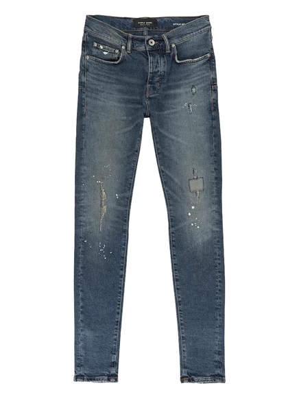 Мужские узкие джинсы Purple Brand Torn с рваной отделкой, синие