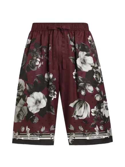 Мужские бермуды Dolce & Gabbana из шёлка с принтом, красные