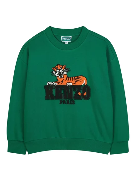 Свитшот для мальчиков Kenzo Kids с тигром, зеленый