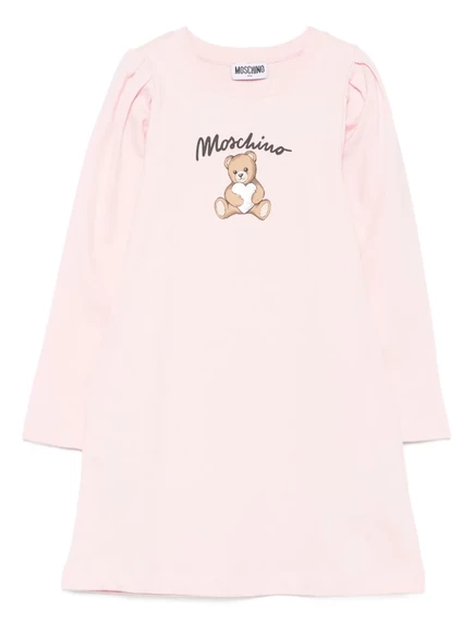 Платье для девочек Moschino Kids с мишками, розовое