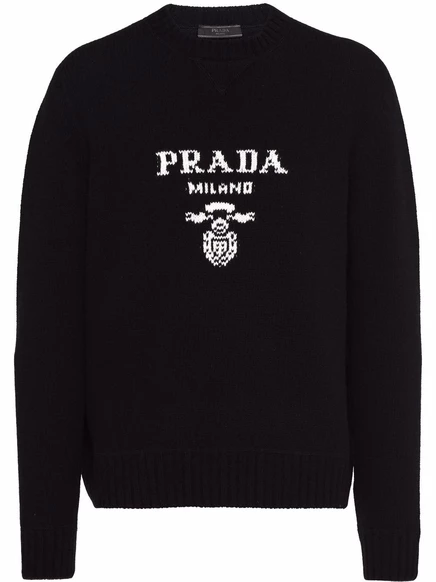 Шерстяно-кашемировый джемпер цвета интарсии с логотипом Prada black