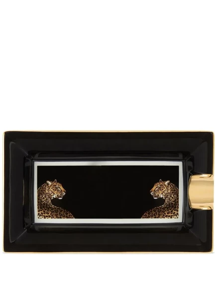 Пепельница Dolce & Gabbana с леопардовым принтом, черная