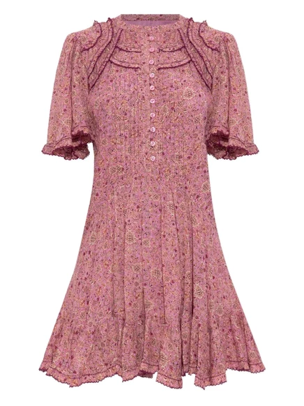 Женское мини-платье Marant Toile цветочное с рюшами, розовое