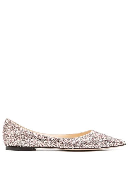 Балетки с острым носком от Jimmy Choo Romy, украшенные блестками pink