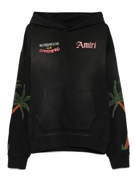 Мужская толстовка Amiri с вышивкой пальмы, черная