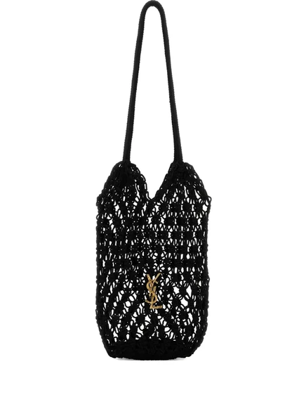 Женская сумка-ведро Saint Laurent Cassandre ажурная, черная