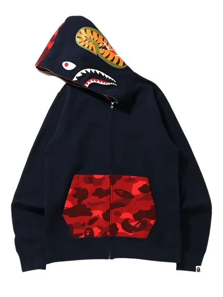 Толстовка с капюшоном BATHING APE® camo shark на молнии blue