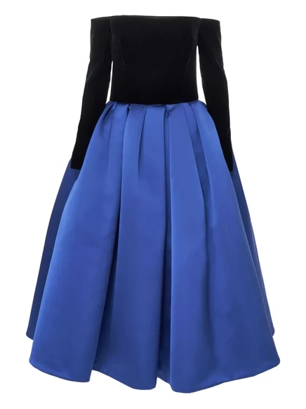 Миди-платье Carolina Herrera с открытыми плечами blue