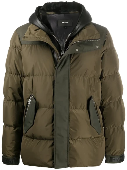 Мужской пуховик Mackage с капюшоном, зеленый