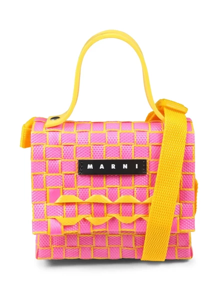 Детская сумка-тоут Marni Kids плетеная двухцветная, розовая