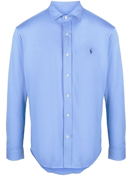 Мужская рубашка Polo Ralph Lauren с логотипом, синяя