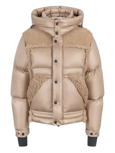 Мужская пуховая куртка Moncler Grenoble с меховой отделкой, коричневая