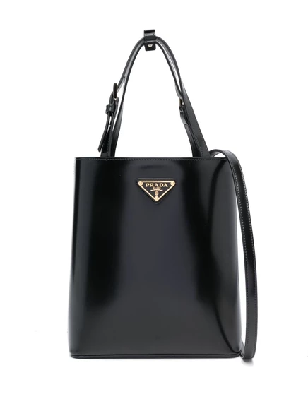 Сумка-ведро с треугольным логотипом Prada-бляшка  black