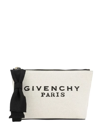 Женский клатч Givenchy с логотипом, бежево-черный