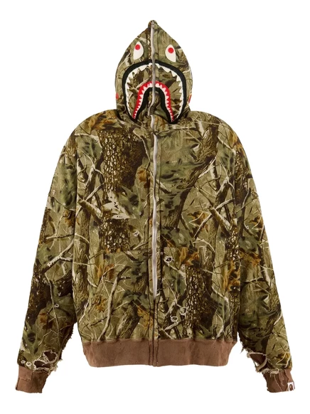 Мужская толстовка с капюшоном SAINT Mxxxxxx x A Bathing Ape с принтом акулы, зеленая
