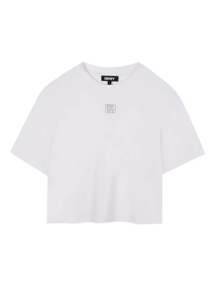 Детская футболка Dkny Kids с вышитым логотипом, белая