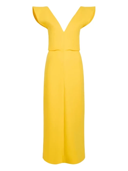 Женское миди-платье Proenza Schouler Mariam с V-вырезом, желтое