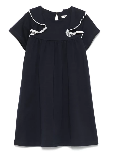 Детское хлопчатобумажное платье с рюшами от Chloé  blue