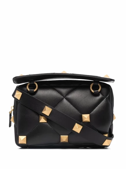 Стеганый клатч Valentino Garavani с римской заклепкой и бриллиантами black