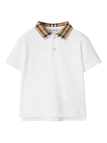 Поло для мальчиков Burberry Kids из хлопка, белое