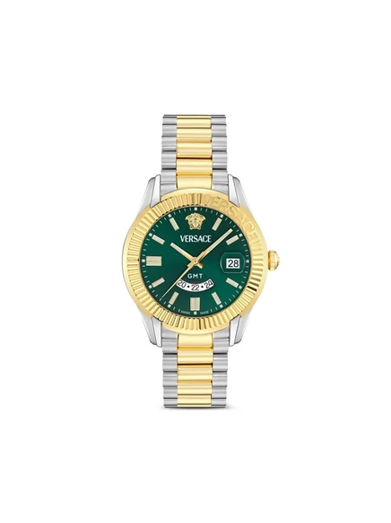 Мужские часы Versace Greca GMT 41 мм, зеленый циферблат