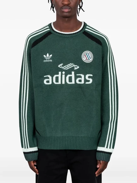 полосатый свитер adidas с длинными рукавами green