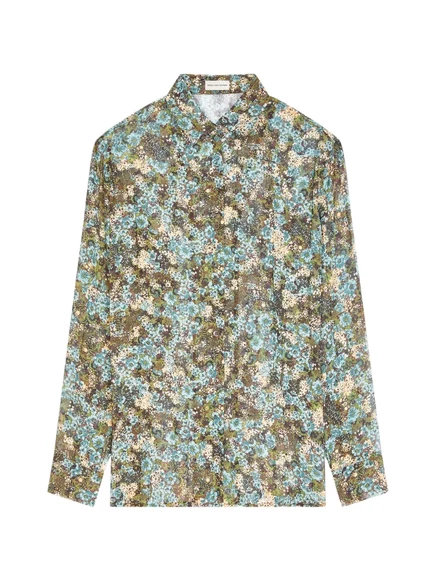 Женская рубашка Dries van Noten плиссированная, синяя