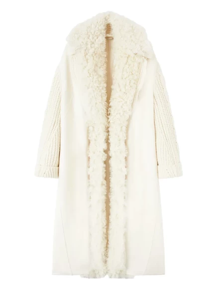 Женское пальто Ermanno Scervino вязаное с овчиной, белое