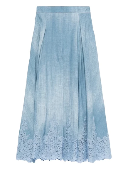 Женская юбка А-силуэта Ermanno Scervino midi с кружевом, синяя