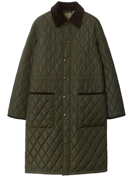 Женское стеганое пальто Burberry, зеленое