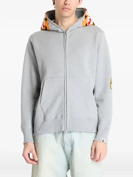 Толстовка с капюшоном на молнии с вышивкой тигра BATHING APE® grey