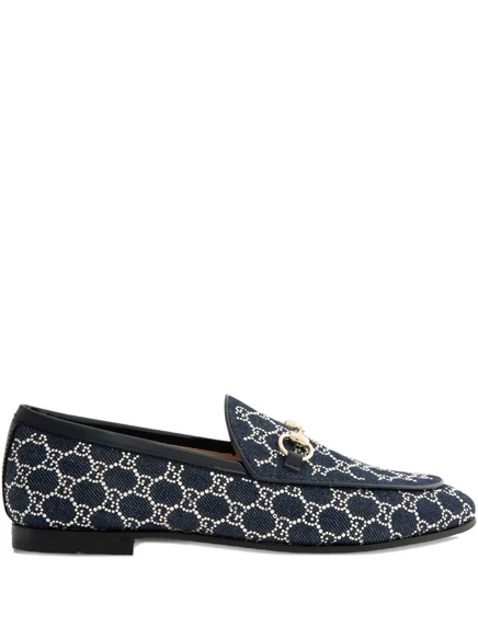 Женские лоферы Gucci Jordaan с монограммой Horsebit, синие