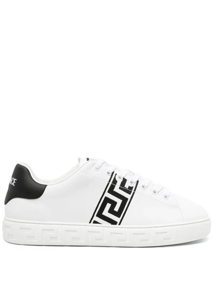 Кроссовки с вышивкой Versace Greca white