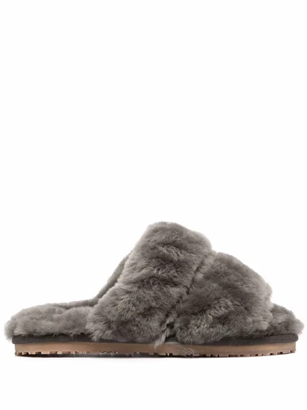 Женские шлёпанцы Mou Shearling на меху, серые