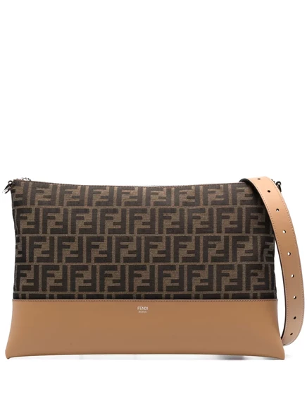 Мужская сумка‑клатч fendi ff‑jacquard, коричневая