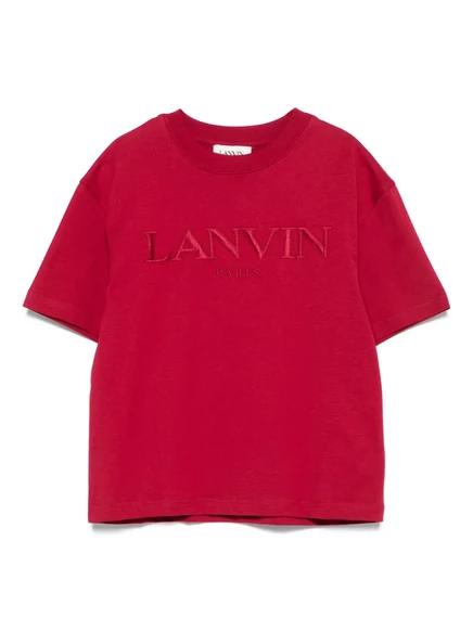 Детская футболка Lanvin Enfant с вышитым логотипом, красная