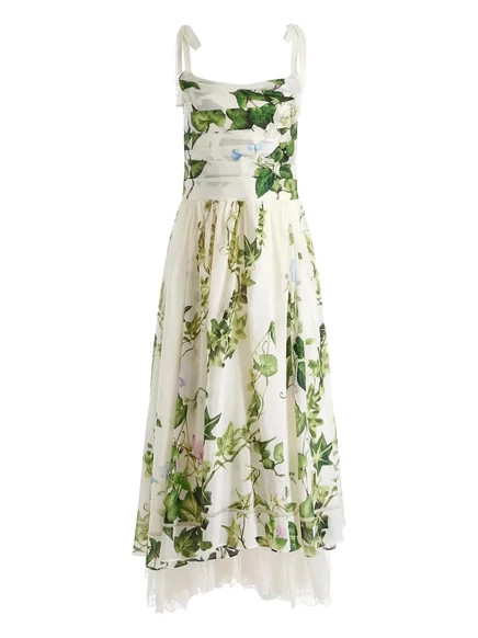 Женское платье Alice & Olivia Haven миди с цветами, бежевое
