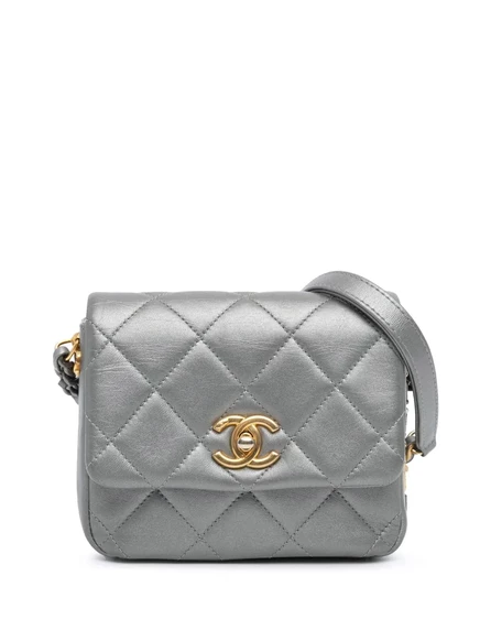 Женская мини-сумка Chanel Pre-Owned, серебристая