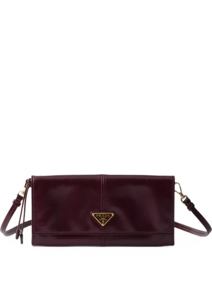 Женский кожаный кошелек Prada с ремнем, красный