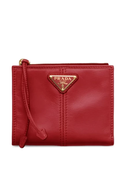Женский кожаный кошелек Prada с логотипом, красный