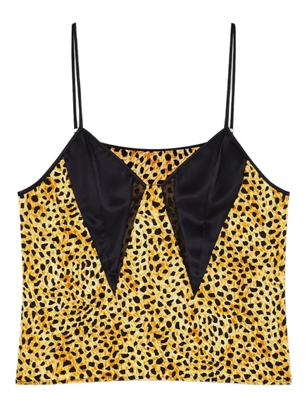 Шелковый топ с принтом гепарда от Versace yellow