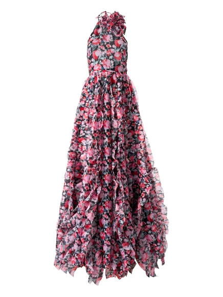 Платье Carolina Herrera с принтом пионов pink
