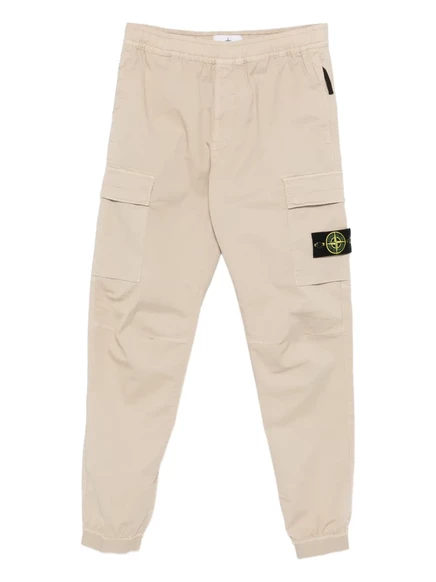 Мужские спортивные штаны Stone Island карго с манжетами, бежевые