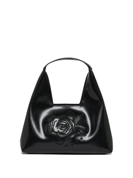 Детская сумка на плечо Marni Kids с цветочной вышивкой, черная