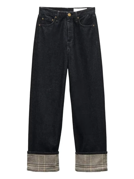 Женские джинсы Rag & Bone Shea с клетчатыми манжетами, синие